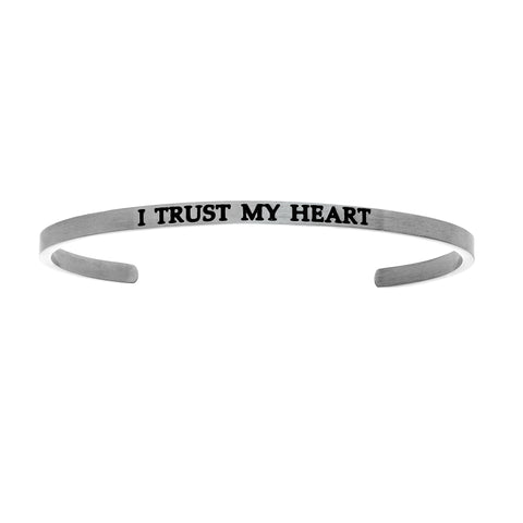 Intuitions Stainless Steel I TRUST MY HEART Diamond Accent Cuff Bangle Bracelet