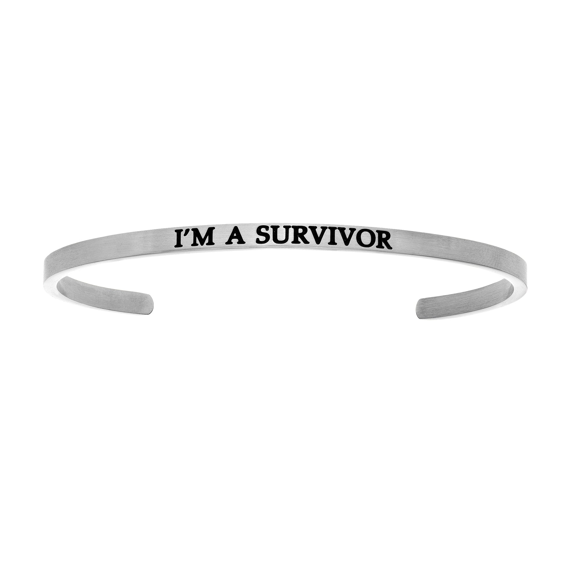 Intuitions Stainless Steel I’M A SURVIVOR Diamond Accent Cuff Bangle Bracelet