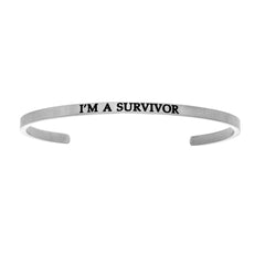 Intuitions Stainless Steel I’M A SURVIVOR Diamond Accent Cuff Bangle Bracelet