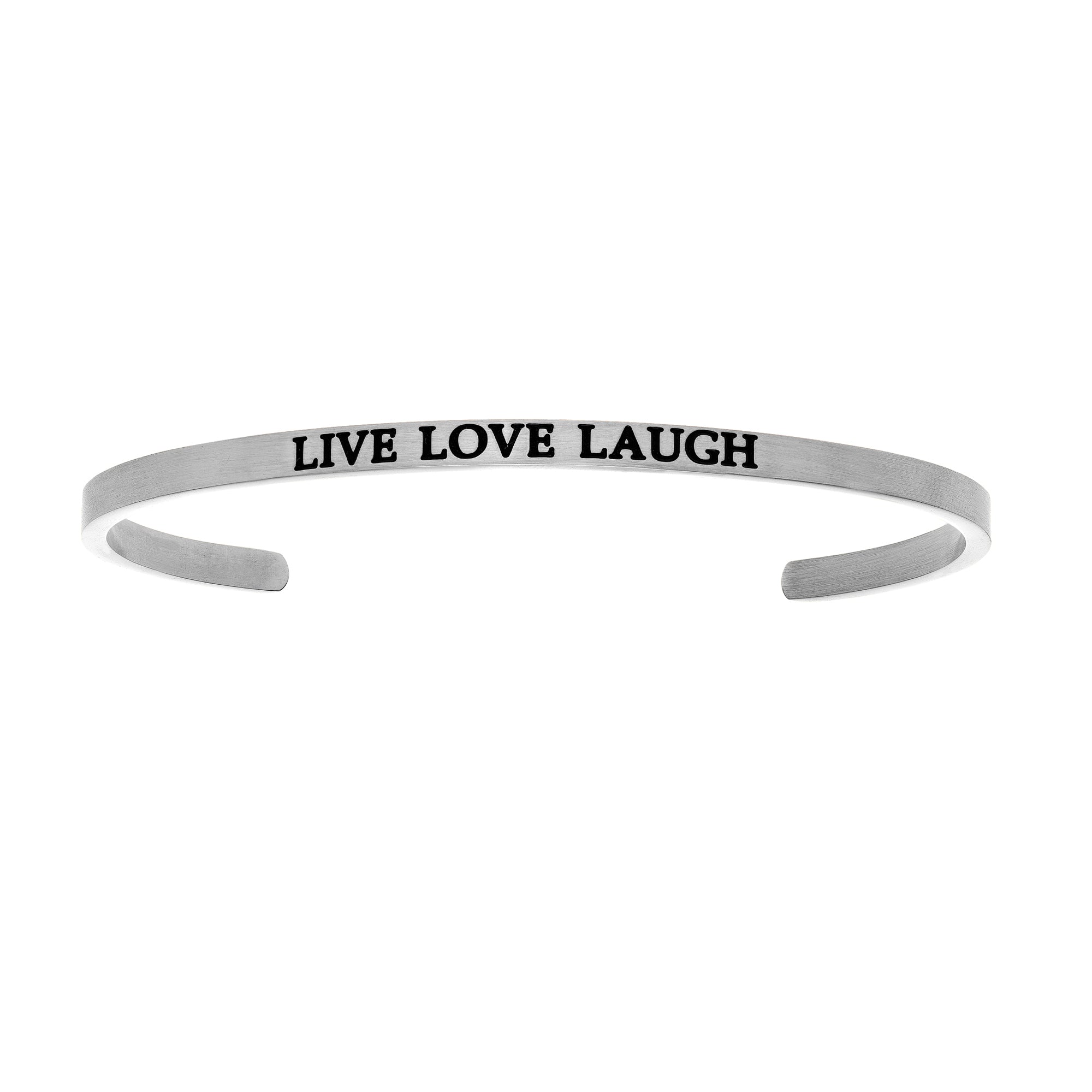 Intuitions Bracelet en acier inoxydable LIVE LOVE LAUGH avec accent de diamant, bijoux de créateur fins pour hommes et femmes