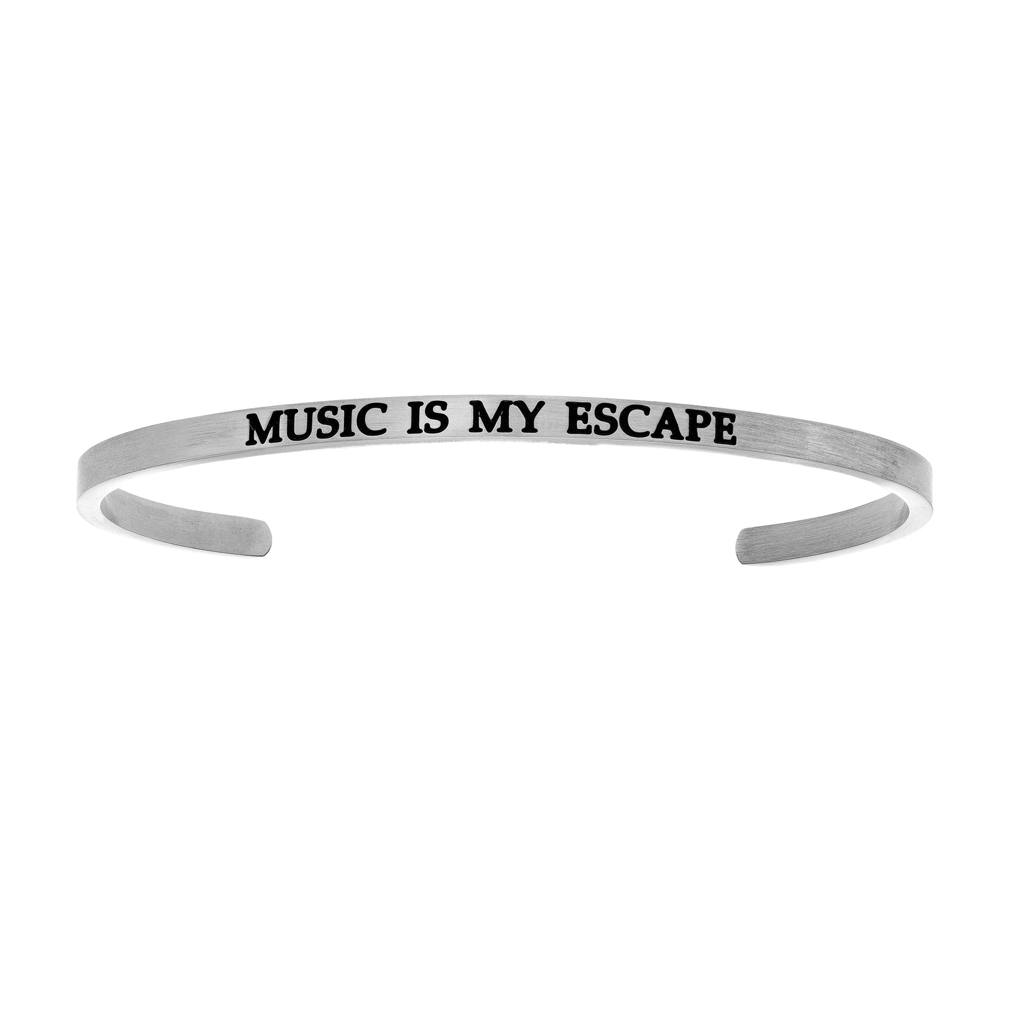 Intuitions Stainless Steel MUSIC IS MY ESCAPE Diamond Accent Cuff Bangle Bracelet