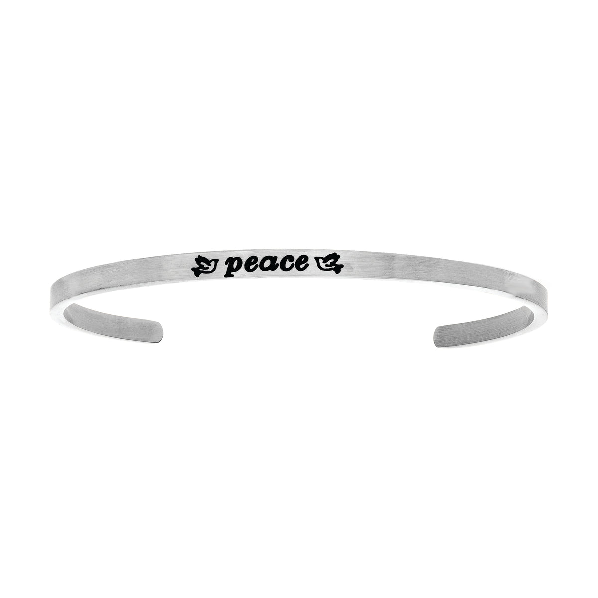 Intuitions Stainless Steel Peace With Doves Cuff Diamond Accent Bangle Bracelet fine designer jewelry for men and women