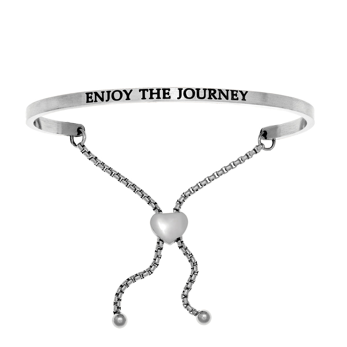 Intuitions Bracelet réglable en acier inoxydable ENJOY THE JOURNEY avec accents de diamants, bijoux de créateur raffinés pour hommes et femmes