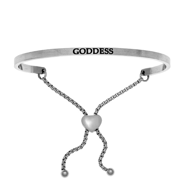 Intuitions Stainless Steel GODDESS Diamond Accent Adjustable Bracelet