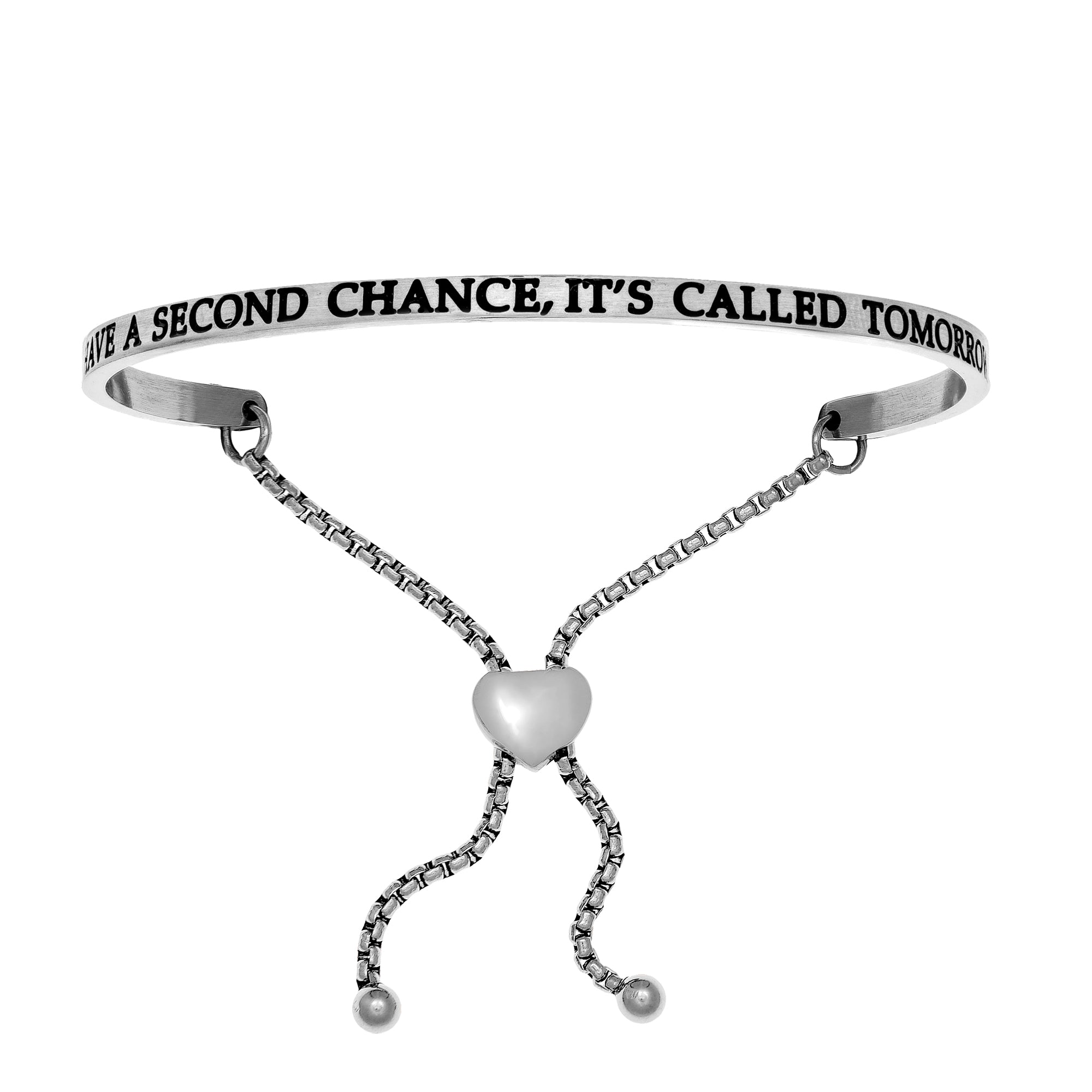 Intuitions Stainless Steel I HAVE A SECOND CHANCE, IT'S CALLED TOMORROW Diamond Accent Adjustable Bracelet fine designer jewelry for men and women