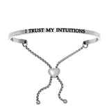 Intuitions Stainless Steel I TRUST MY S Diamond Accent Adjustable Bracelet