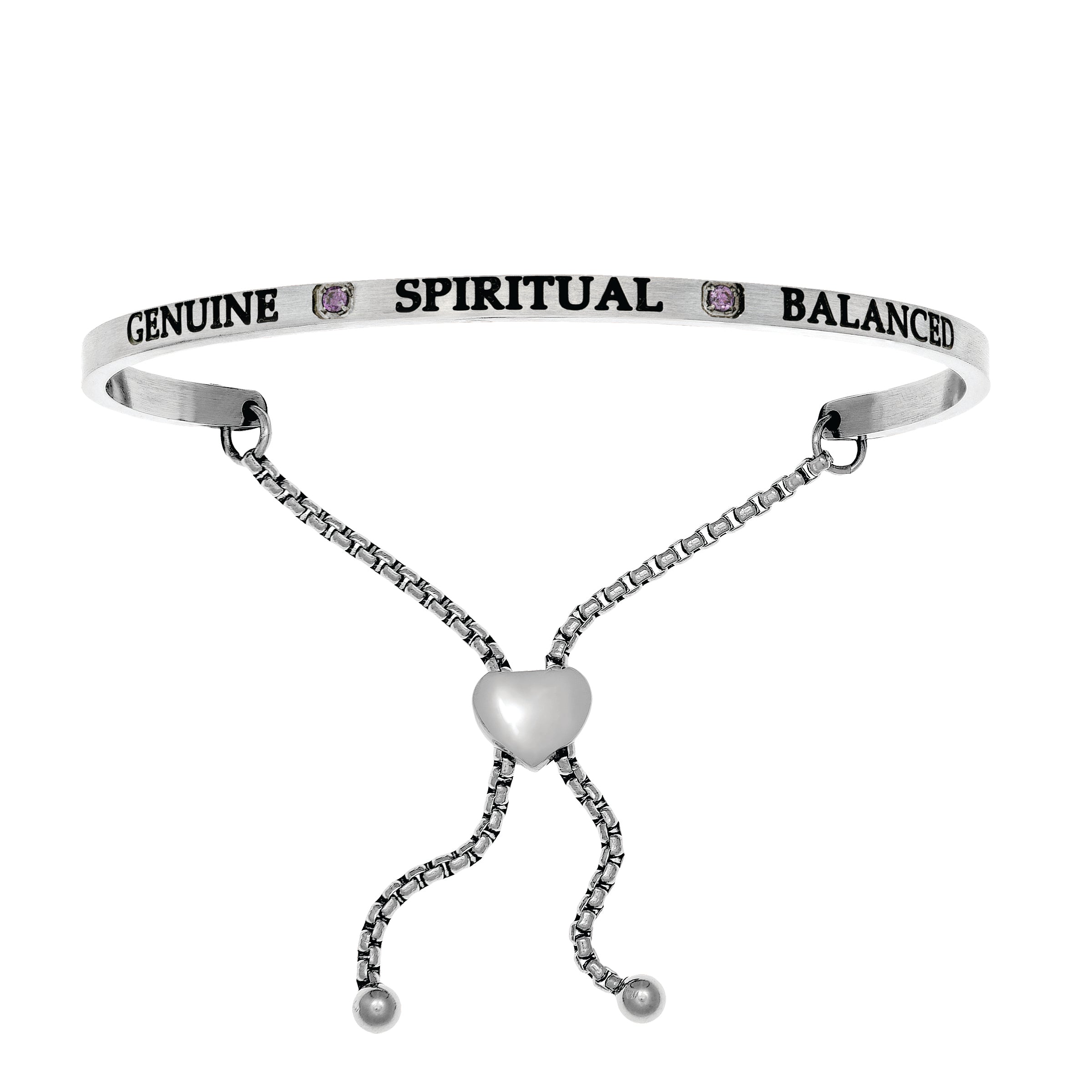 Intuitions Stainless Steel  Genuine, Spiritual, Balanced February Purple Birthstone Bangle Bracelet