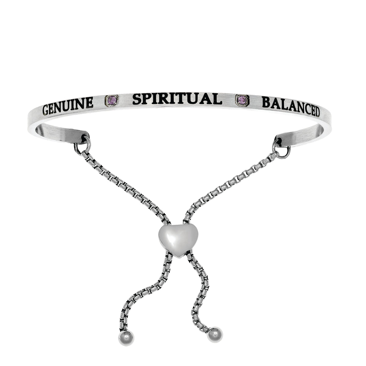 Intuisjoner rustfritt stål ekte, åndelig, balansert februar lilla Birthstone armbånd fine designer smykker for menn og kvinner