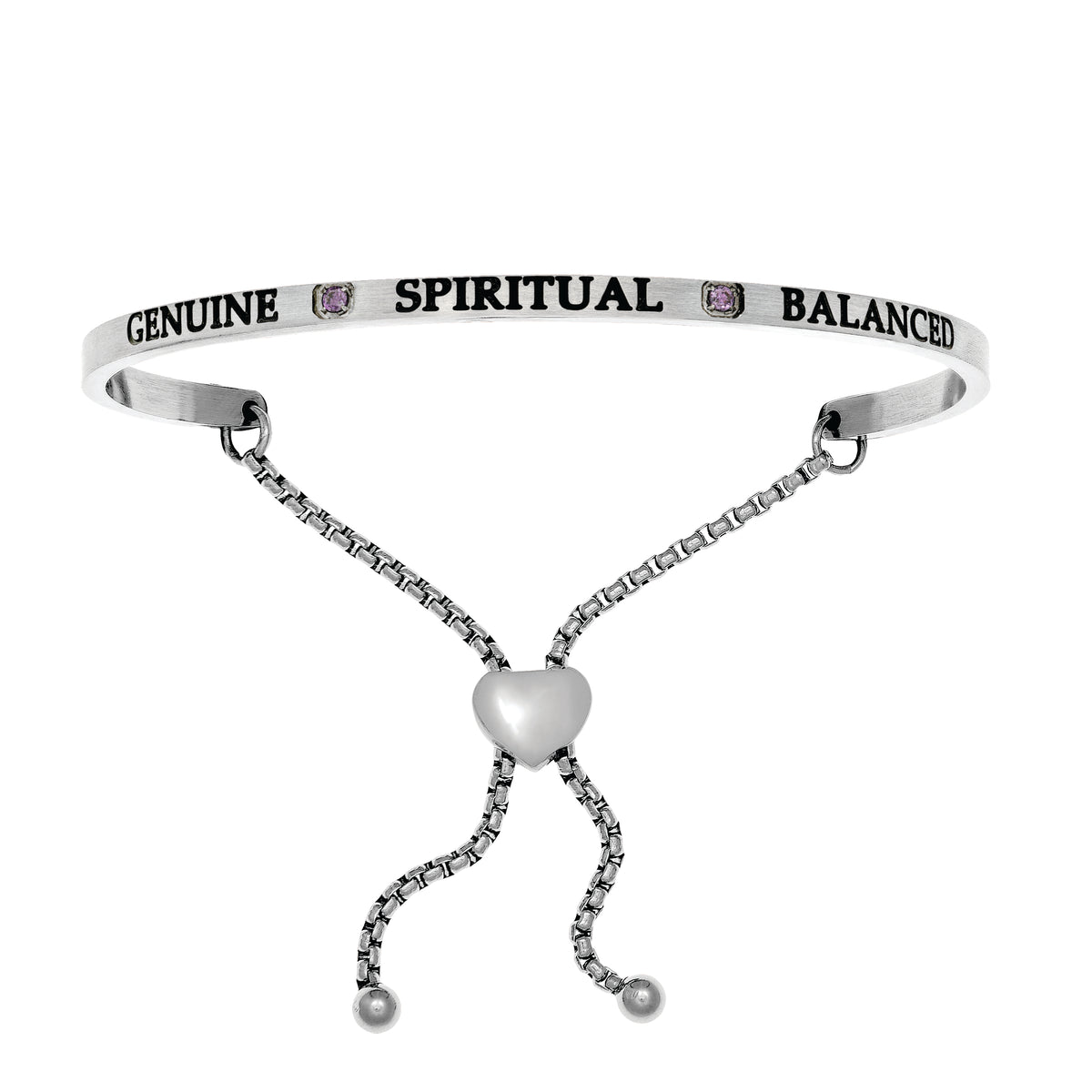 Bracciale rigido Intuitions in acciaio inossidabile autentico, spirituale ed equilibrato con pietra portafortuna viola di febbraio, gioielli di alta qualità per uomini e donne