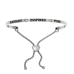 Intuitions Stainless Steel Radiant, Inspired, Pure April Clear Birthstone Bangle Bracelet fine designer jewelry for men and women