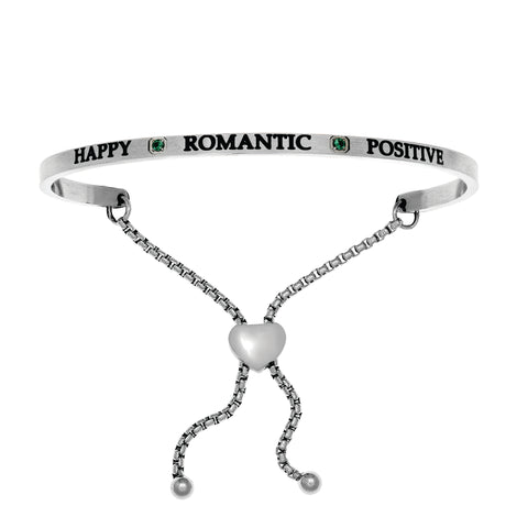 Intuitions Stainless Steel  Happy, Romantic, Positive May Dark Green Birthstone Bangle Bracelet