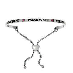 Intuitions Stainless Steel  Confident, Passionate, Strong July Bright Red Birthstone Bangle Bracelet