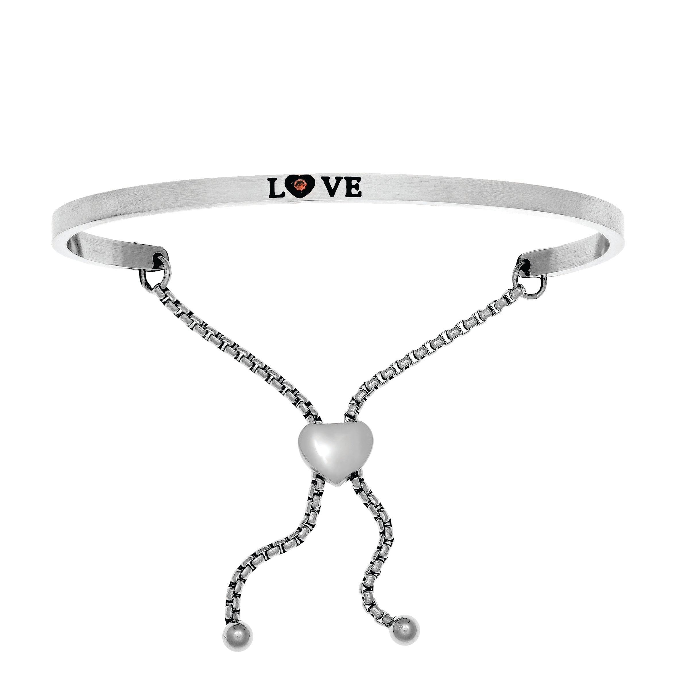 Bracciale rigido Intuitions in acciaio inossidabile satinato quadrato Love, gioielli di design per uomini e donne