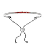 Intuitions Stainless Steel Satin Square Heart Beat Bangle Bracelet