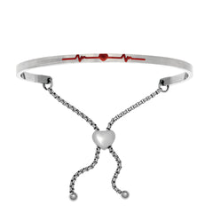 Intuitions Stainless Steel Satin Square Heart Beat Bangle Bracelet fine designer jewelry for men and women