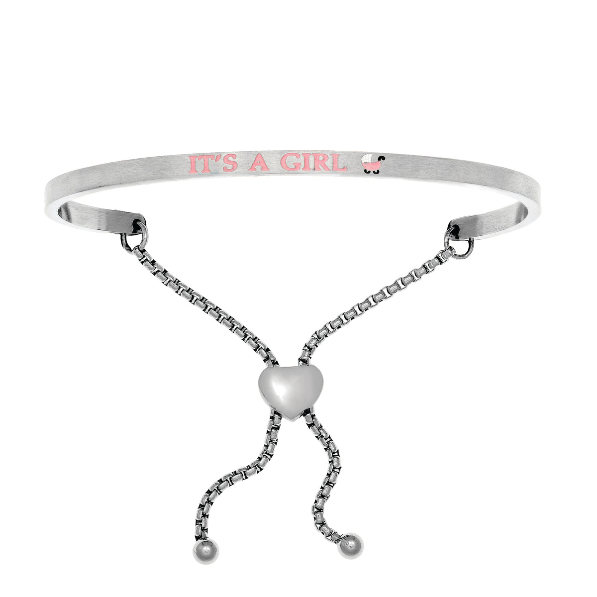 Intuitions Stainless Steel Satin Square It's A Girl Bangle Bracelet fine designer jewelry for men and women