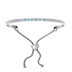 Intuitions Stainless Steel Satin Square It's A Boy Bangle Bracelet fine designer jewelry for men and women