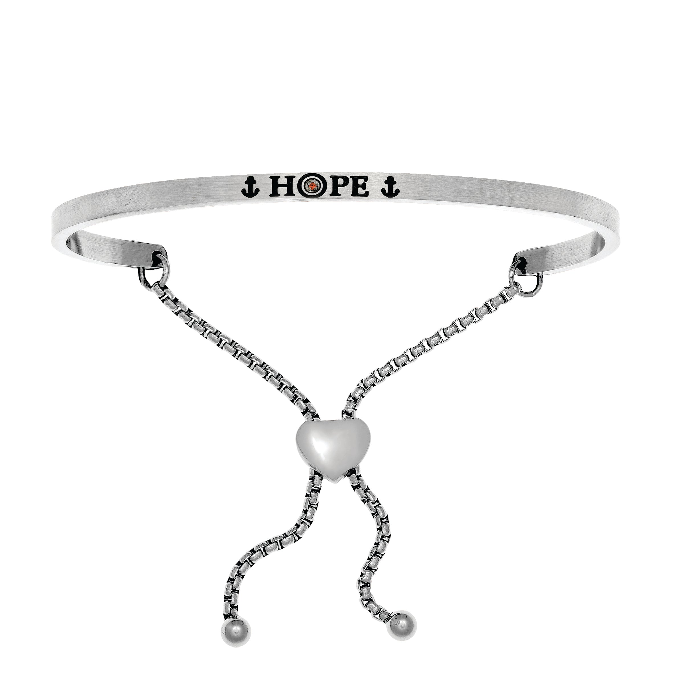 Intuitions Stainless Steel Satin Square Hope With Anchors Bangle Bracelet fine designer jewelry for men and women