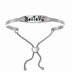 Intuitions – Bracelet réglable en acier inoxydable, Tube carré, croyance de noël, bijoux de créateur fins pour hommes et femmes