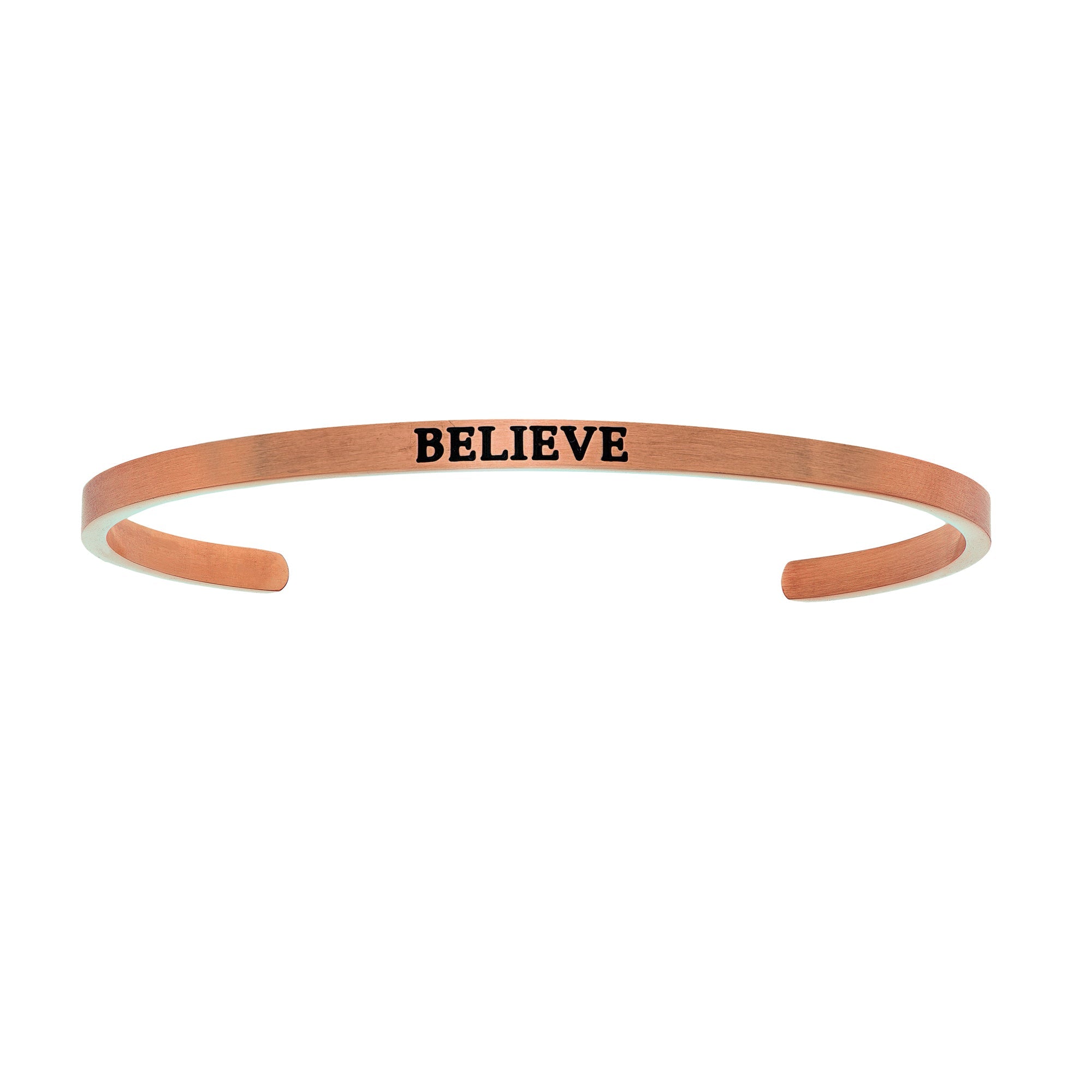 Intuitions Stainless Steel BELIEVE Diamond Accent Cuff Bangle Bracelet
