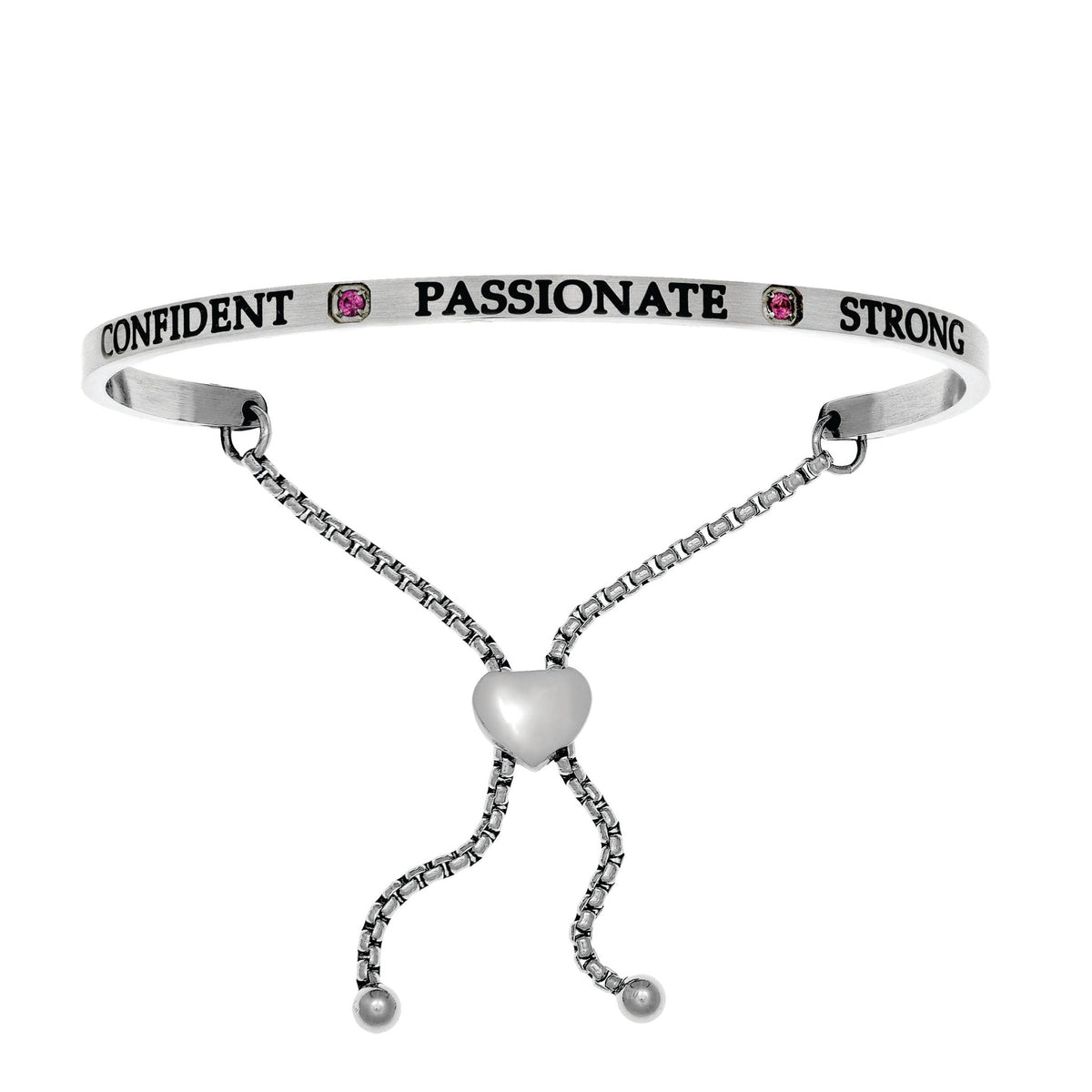 Intuitions Stainless Steel Confident, Passionate, Strong July Bright Red Birthstone Bangle Bracelet