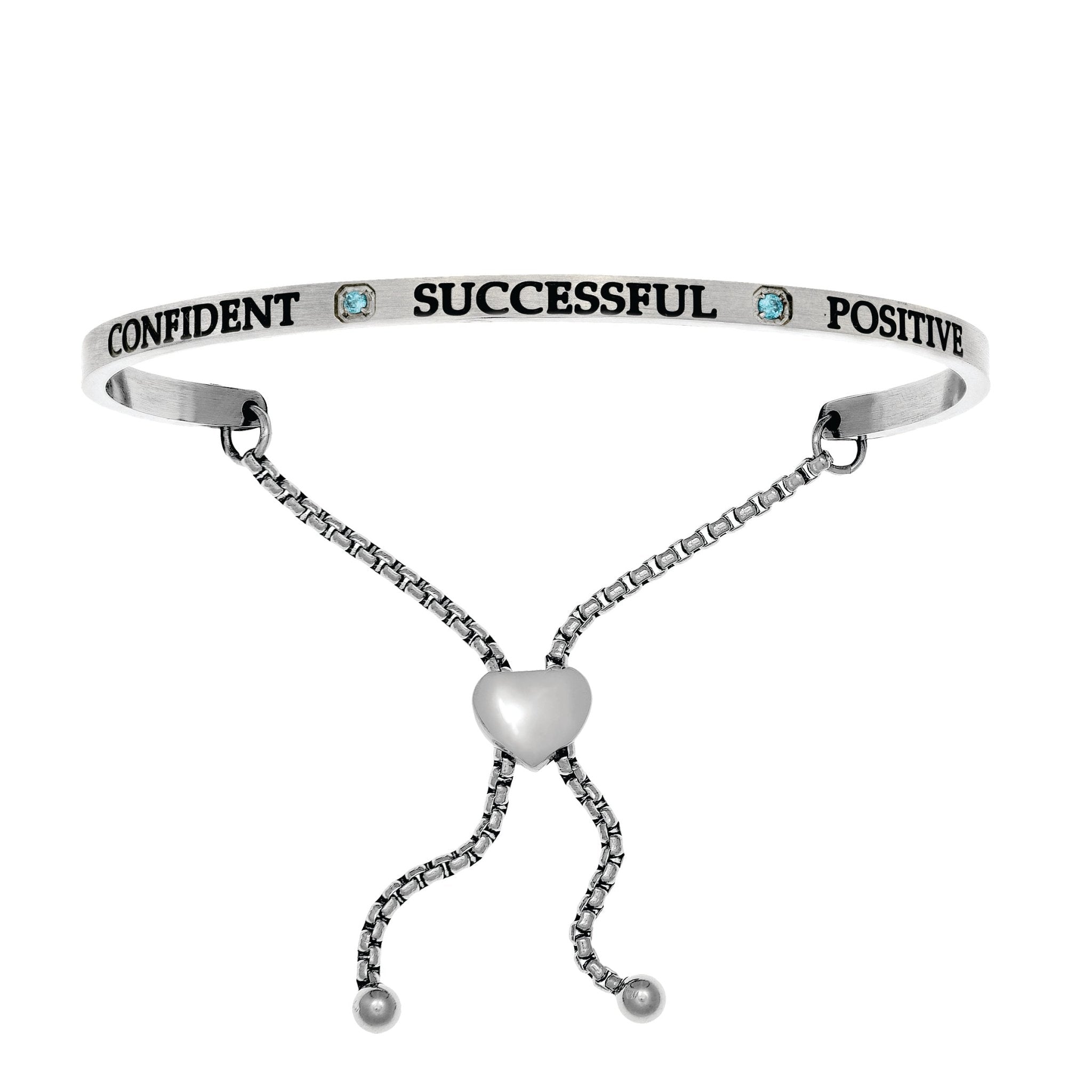Intuitions Stainless Steel Confident, Successful, Positive December Lite Blue Birthstone Bangle Bracelet