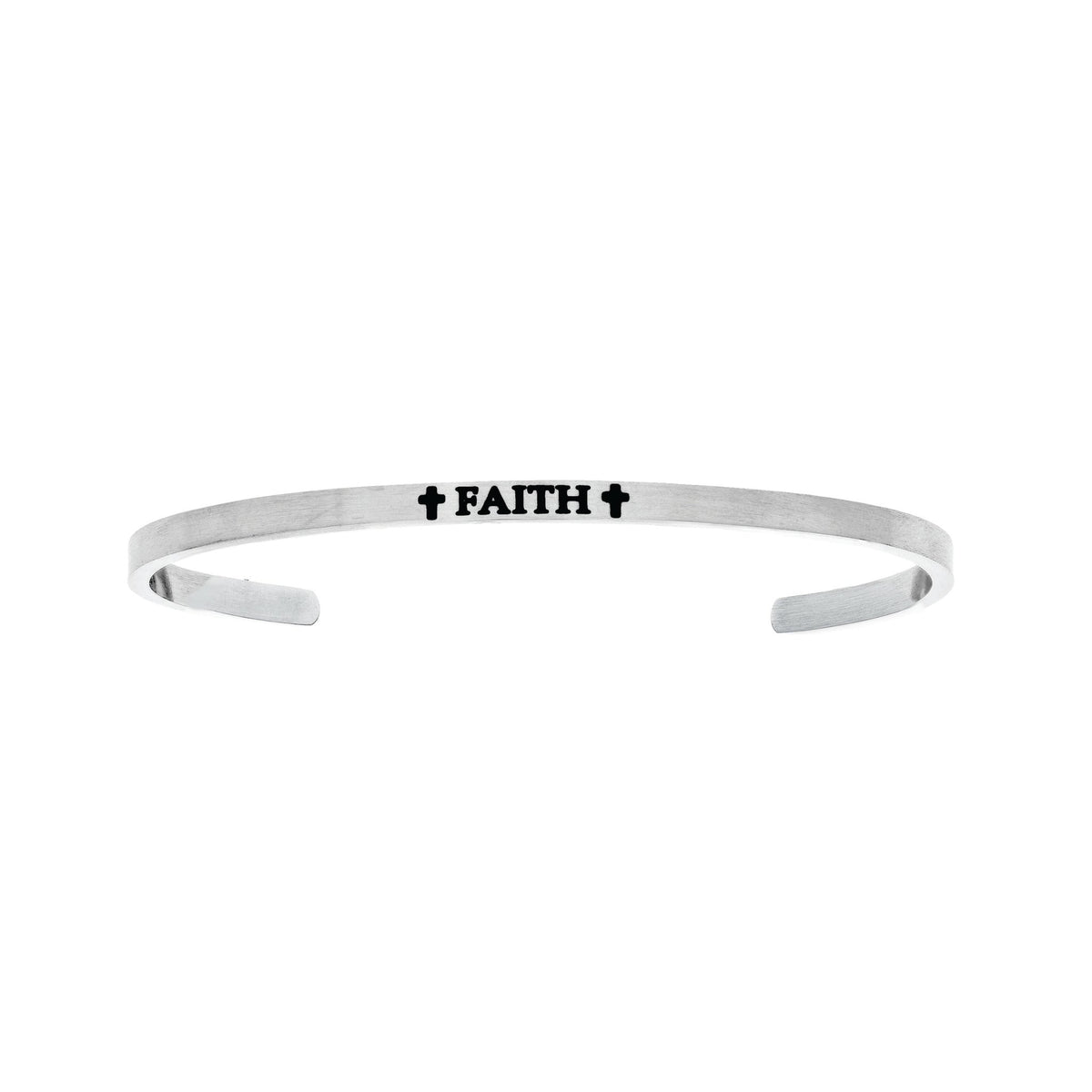 Intuitions Stainless Steel Faith With Cross Diamond Accent Cuff Bangle Bracelet