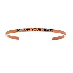 Intuitions Stainless Steel FOLLOW YOUR HEART Diamond Accent Cuff Bangle Bracelet