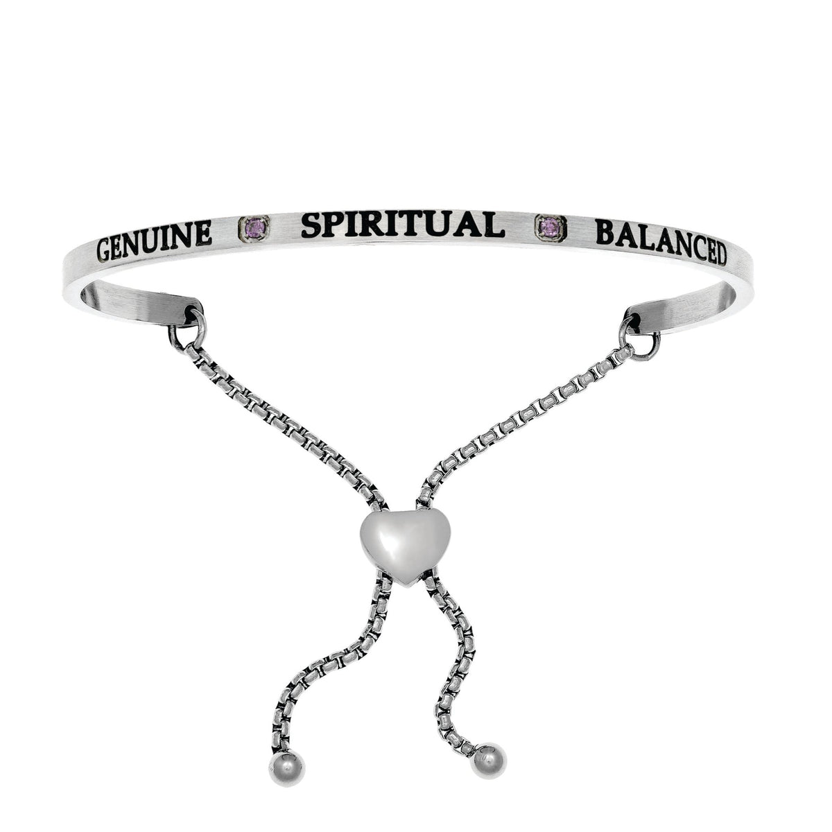 Intuitions Stainless Steel Genuine, Spiritual, Balanced February Purple Birthstone Bangle Bracelet
