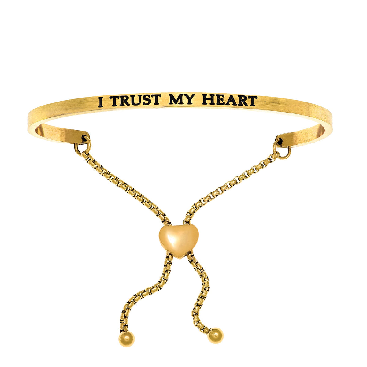 Intuitions Stainless Steel I TRUST MY HEART Diamond Accent Adjustable Bracelet