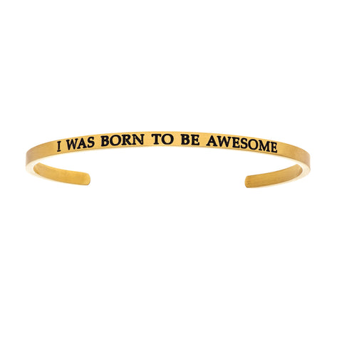 Intuitions Stainless Steel I WAS BORN TO BE AWESOME Diamond Accent Cuff Bangle Bracelet