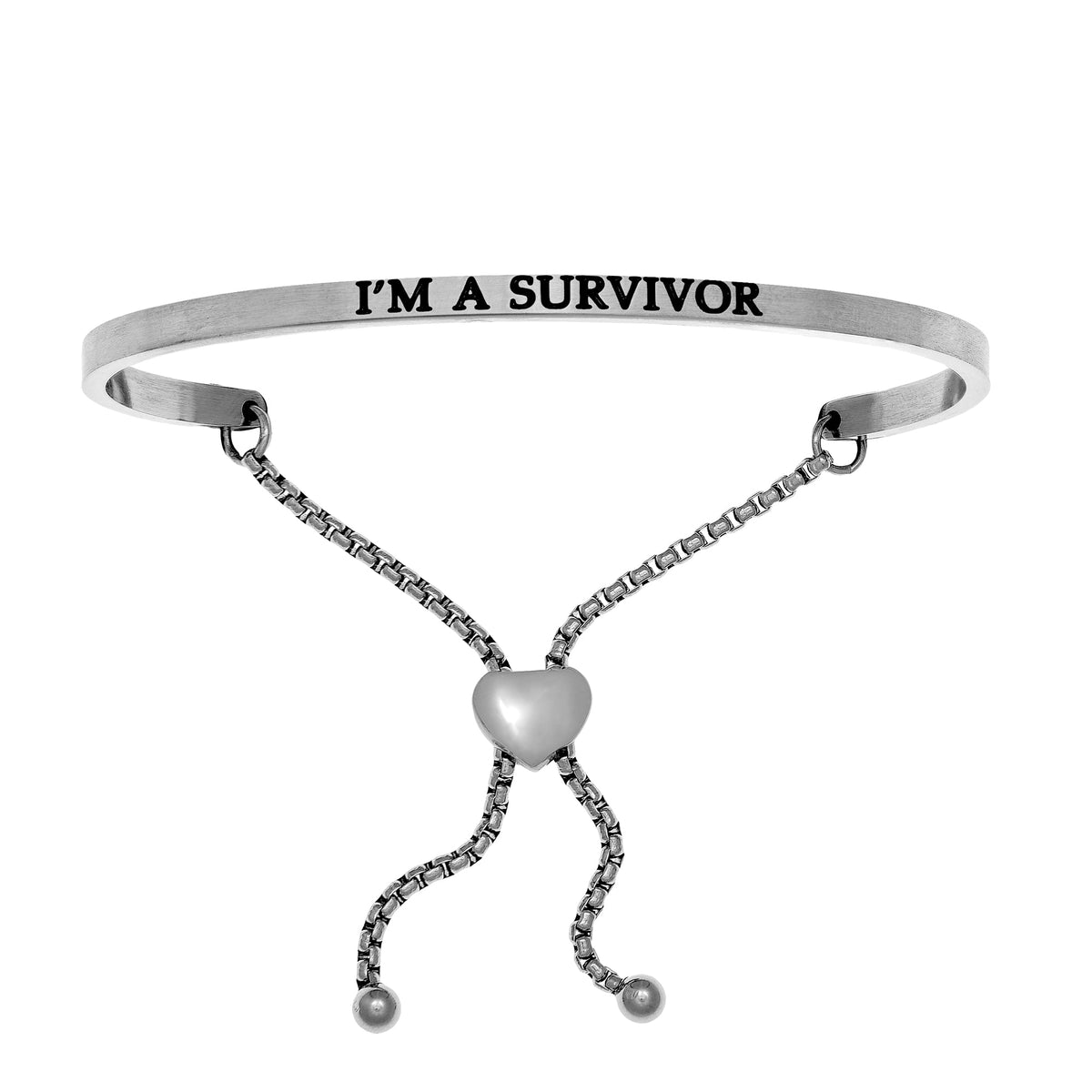 Intuitions Stainless Steel I’?????????M A SURVIVOR Diamond Accent Adjustable Bracelet