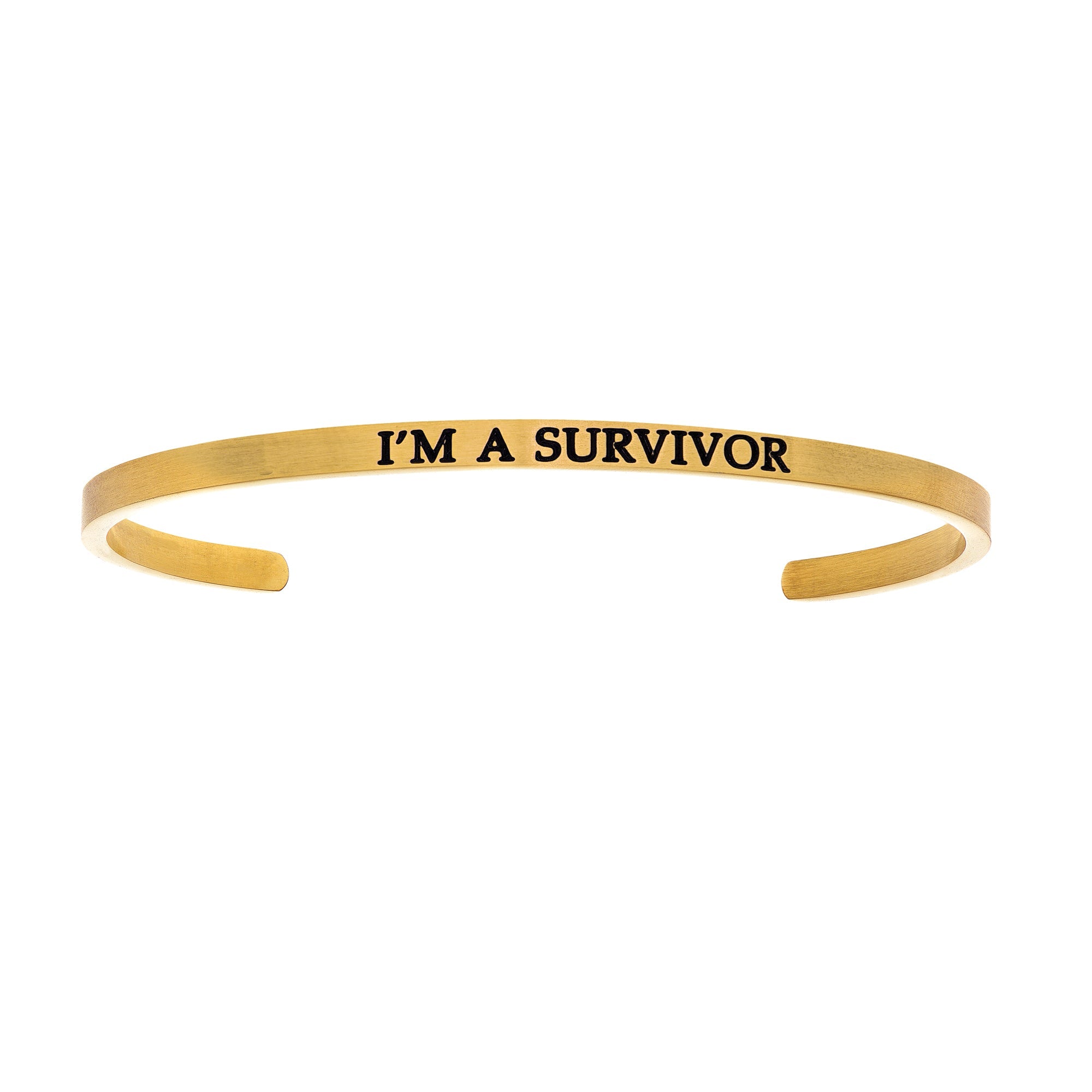Intuitions Stainless Steel I’?????????M A SURVIVOR Diamond Accent Cuff Bangle Bracelet