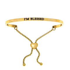 Intuitions Stainless Steel I’?????????M BLESSED Diamond Accent Adjustable Bracelet