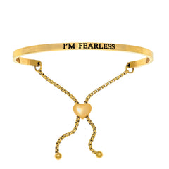 Intuitions Stainless Steel I’?????????M FEARLESS Diamond Accent Adjustable Bracelet