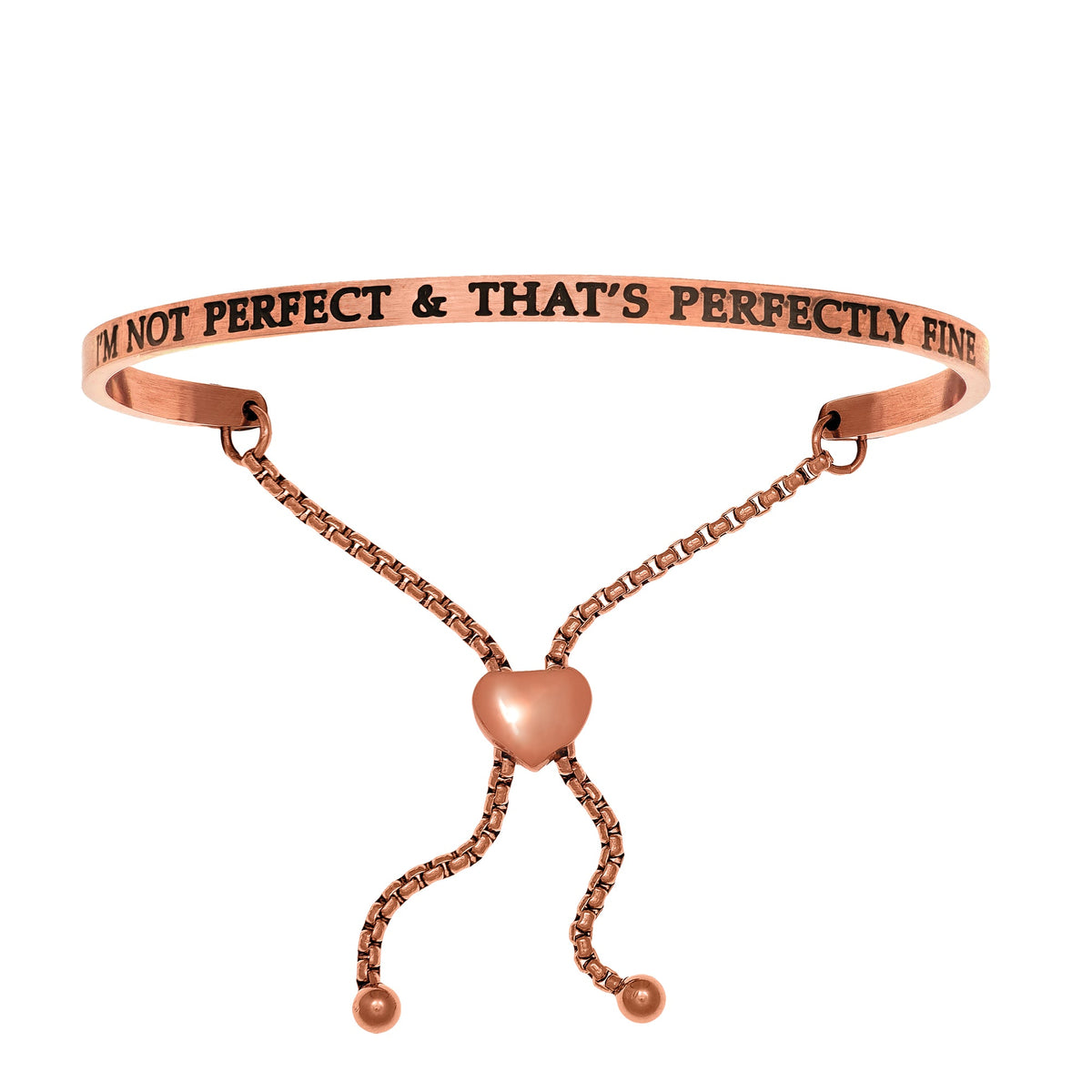 Intuitions Stainless Steel I’?????????M NOT PERFECT & THAT’?????????S PERFECTLY FINE Diamond Accent Adjustable Bracelet