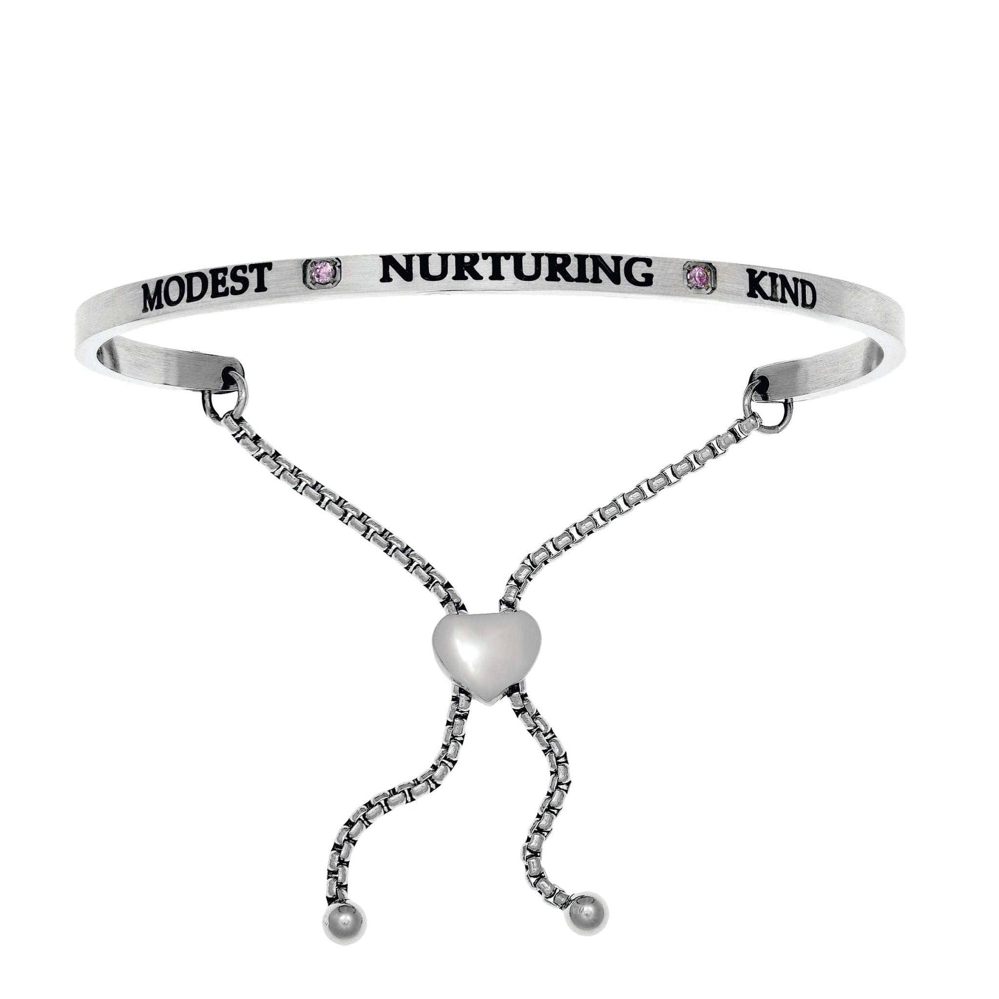 Intuitions Stainless Steel Modest, Nurturing, Kind June Lite Purple Birthstone Bangle Bracelet