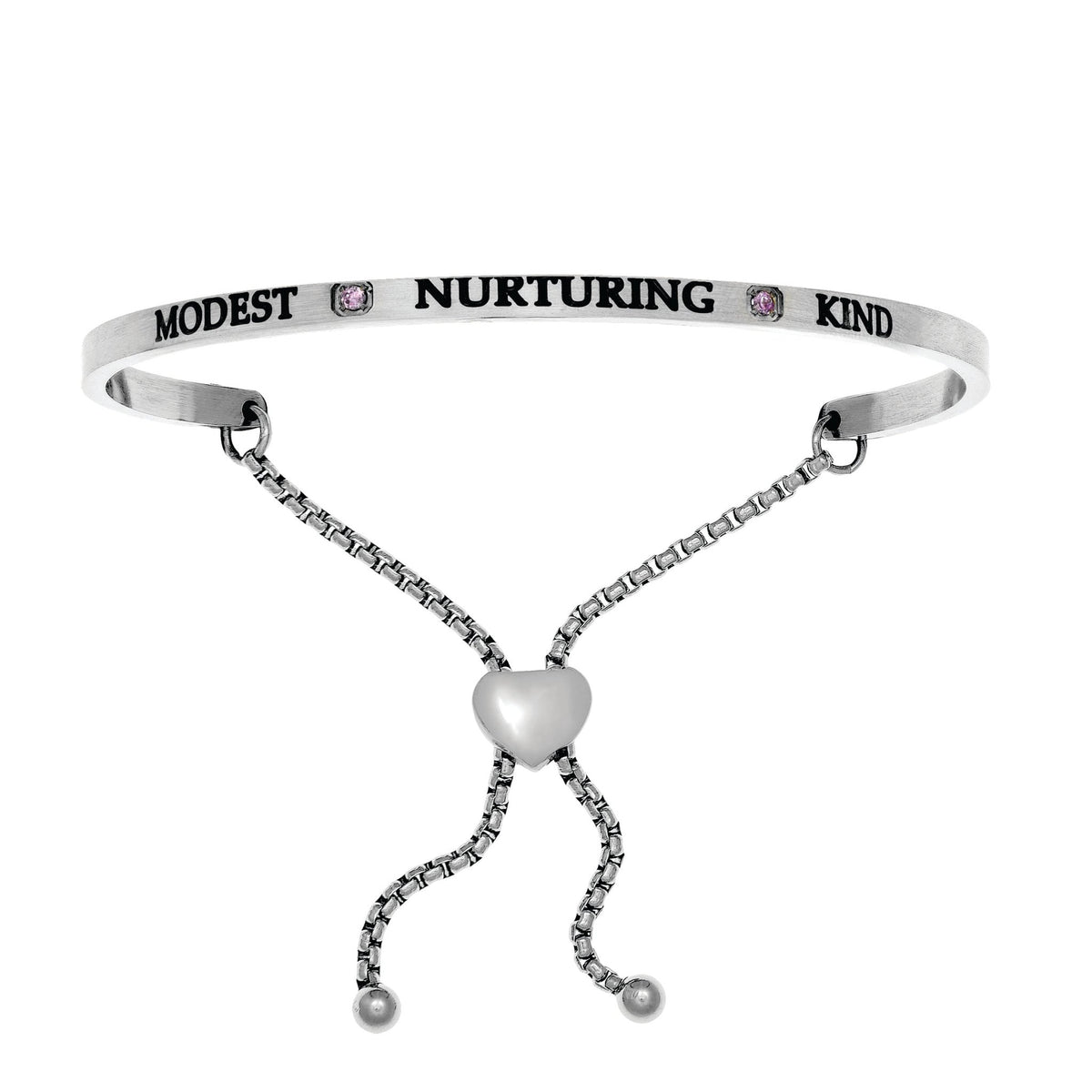 Intuitions Stainless Steel Modest, Nurturing, Kind June Lite Purple Birthstone Bangle Bracelet