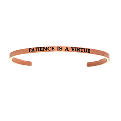 Intuitions Stainless Steel PATIENCE IS A VIRTUE Diamond Accent Cuff Bangle Bracelet