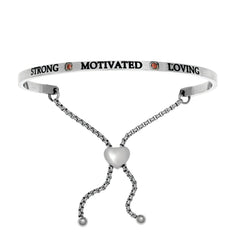 Intuitions Stainless Steel Strong, Motivated, Loving January Dark Red Birthstone Bangle Bracelet
