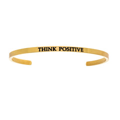 Intuitions Stainless Steel THINK POSITIVE Diamond Accent Cuff Bangle Bracelet