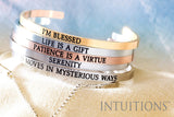 Intuitions Stainless Steel I COUNT MY BLESSINGS Diamond Accent Adjustable Bracelet