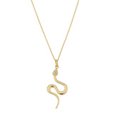 10K Yellow Gold Cubic Zirconia Snake Pendant Necklace, 18"