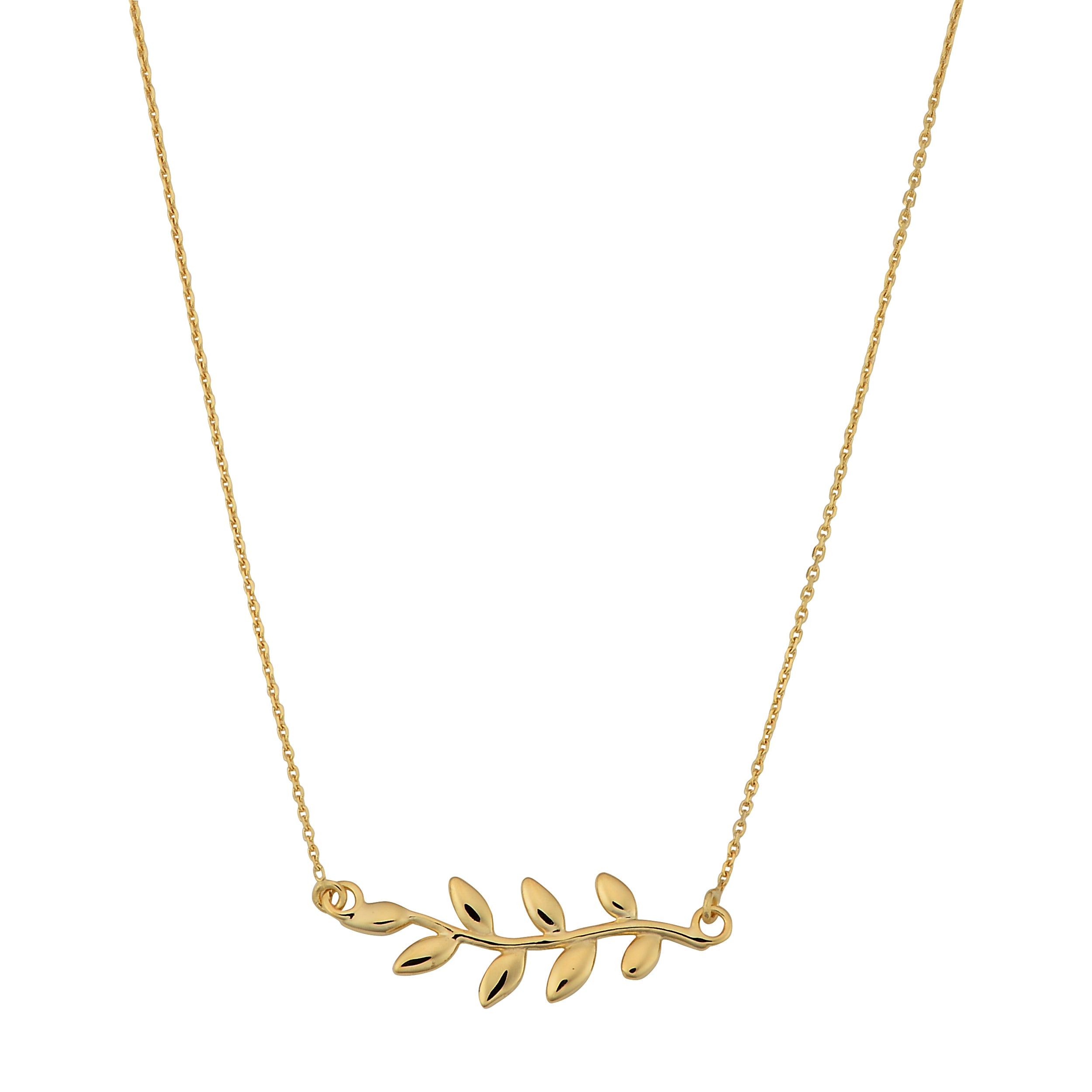 10K gul guld olivenblad vedhæng halskæde, 18" fine designer smykker til mænd og kvinder