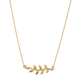 10K Yellow Gold Olive Leaf Pendant Necklace, 18"