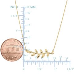 10K Yellow Gold Olive Leaf Pendant Necklace, 18"