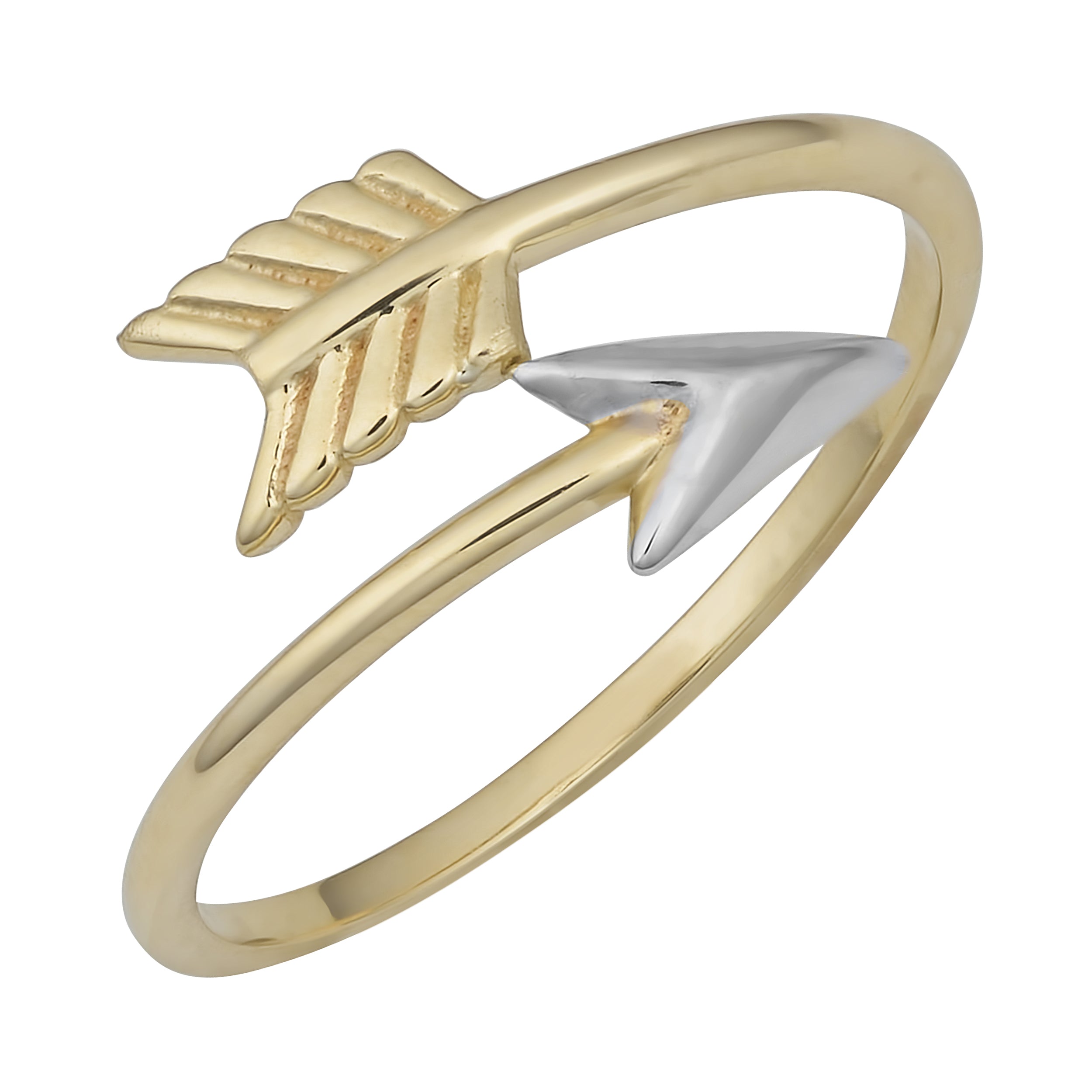 10k Two Tone Gold Bypass Arrow Ring