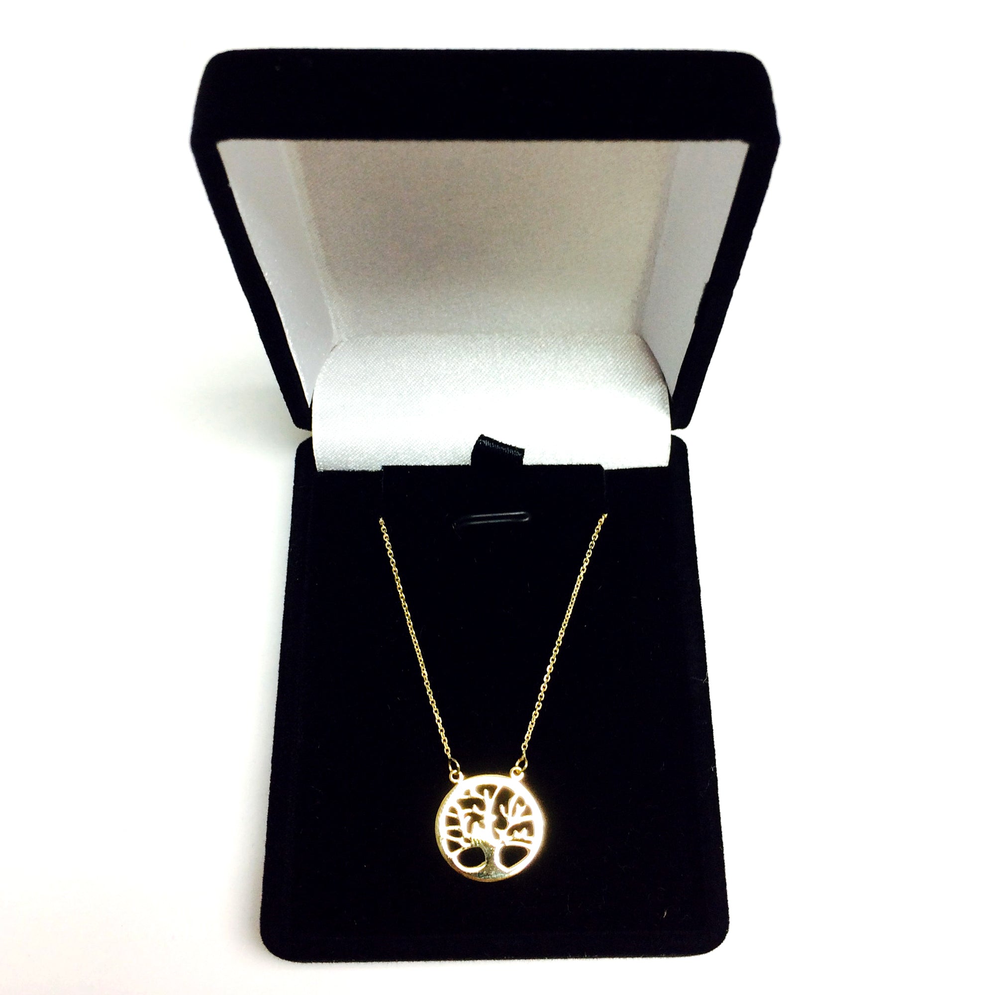 10K Yellow Gold Sideways Tree Of Life Pendant Necklace, 18" fine designer jewelry for men and women