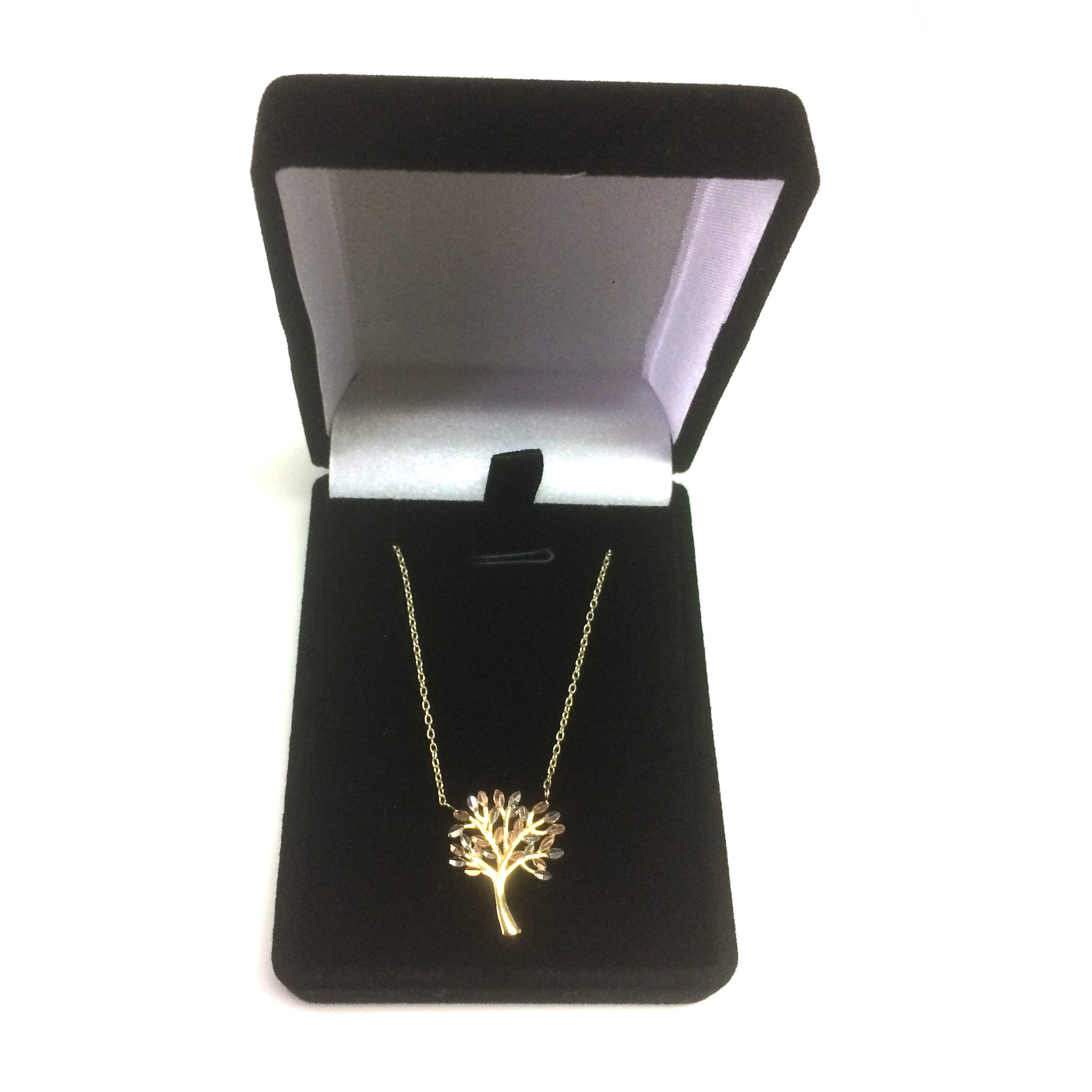 10K Tricolor Gold Tree Of Life Pendant On 17" To 18" Adjustable Necklace fine designer jewelry for men and women