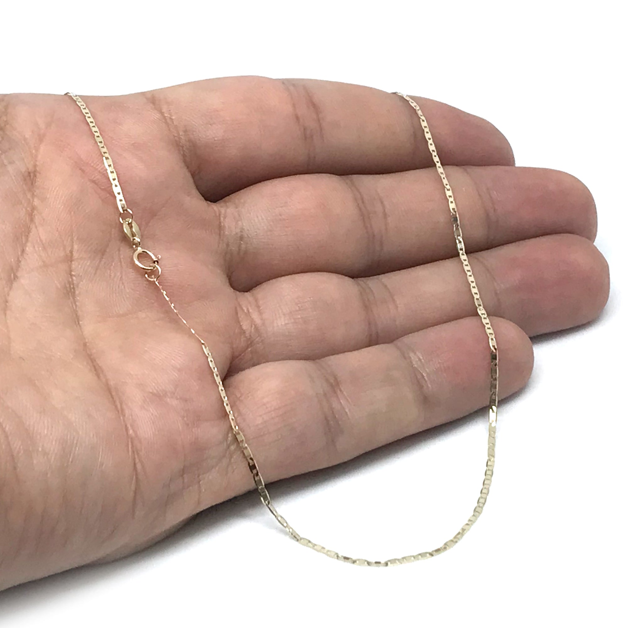 10 k gult gull Mariner Link Chain Halskjede, 1,2 mm fine designersmykker for menn og kvinner